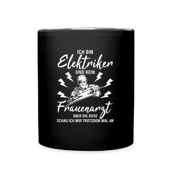 Elektriker Elektrik Elektroniker Handwerker - Tasse einfarbig - Schwarz - Vorne
