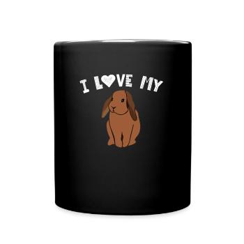 Ich liebe meinen Häschen-Liebhaber-Tierhaustier-Inhaber - Tasse einfarbig - Schwarz - Vorne