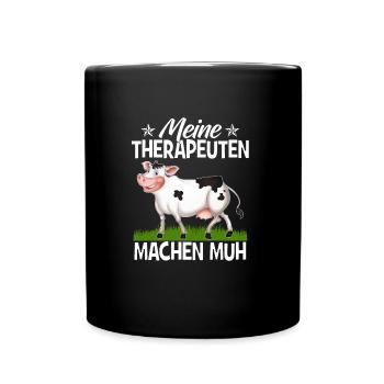 Meine Therapeuten machen Muh - Tasse einfarbig - Schwarz - Vorne