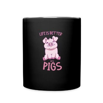 Life is better with pork vegan vegans - Full Colour Mug - black - Front