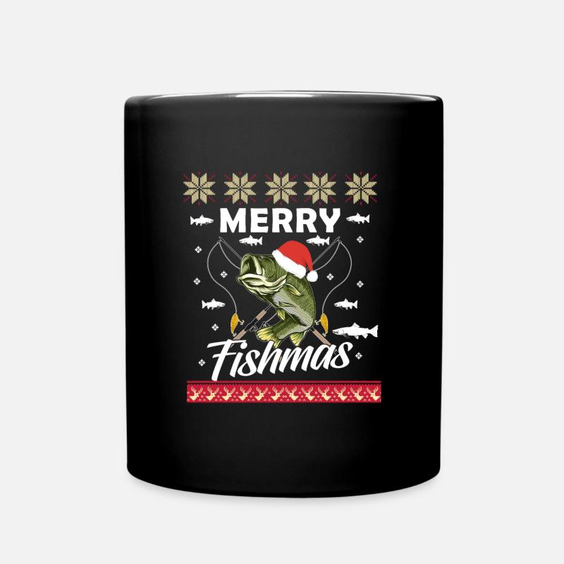 Merry Fishmas - Tasse einfarbig - Schwarz