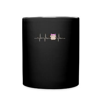 Hamster Herzschlag - Tasse einfarbig - Schwarz - Vorne