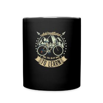 Abenteuer Fahrrad - Tasse einfarbig - Schwarz - Vorne