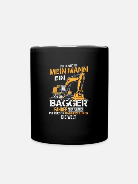 Bagger Baustelle - Tasse einfarbig - Schwarz