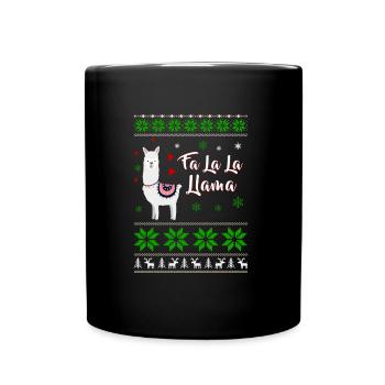 Vilain lama de Noël - Mug uni - noir - Devant