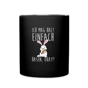 Ich mag halt einfach Hasen - Tasse einfarbig - Schwarz - Vorne