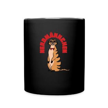 Nerd Erdmännchen Nerdmännchen Geschenk - Tasse einfarbig - Schwarz - Vorne
