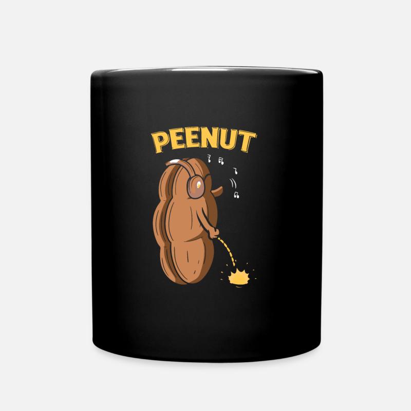 Peeing Peanut - Peenut - Full Colour Mug - black