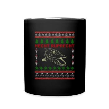Hecht Ruprecht - Angler Geschenk, Ugly Christmas - Tasse einfarbig - Schwarz - Vorne