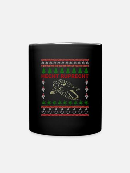 Hecht Ruprecht - Angler Geschenk, Ugly Christmas - Tasse einfarbig - Schwarz