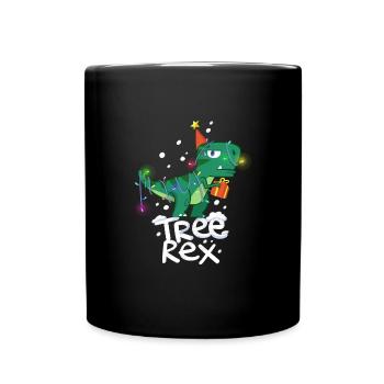 Tree Rex lustiges Dinosaurier Weihnachtsgeschenk - Tasse einfarbig - Schwarz - Vorne