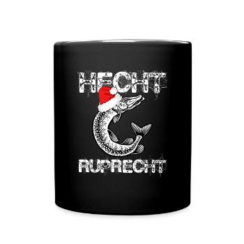 Hecht Ruprecht - Angeln, Geschenk, Weihnachten - Tasse einfarbig - Schwarz - Vorne
