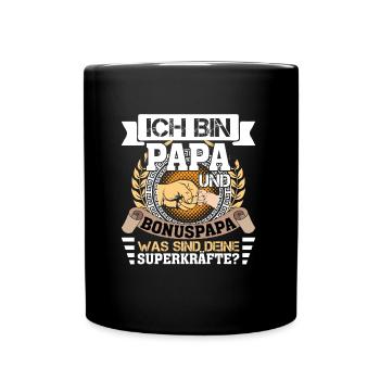 Stiefvater Bonuspapa Spruch Lustig - Tasse einfarbig - Schwarz - Vorne
