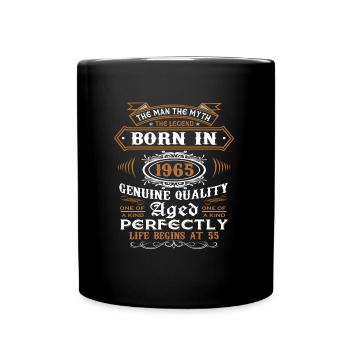 55. Geburtstag - Tasse einfarbig - Schwarz - Vorne