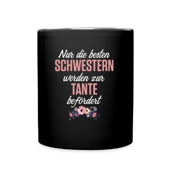 Beste Schwester zur Tante befördert Geschenk - Tasse einfarbig - Schwarz - Vorne