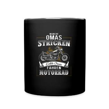 Oma Motorradfahrer - Tasse einfarbig - Schwarz - Vorne