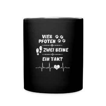 Vier Pfoten Zwei Beine ein Takt Hunde - Tasse einfarbig - Schwarz - Vorne