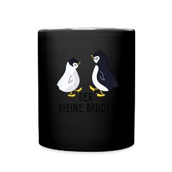 Der kleine Bruder (Pinguin) - Tasse einfarbig - Schwarz - Vorne