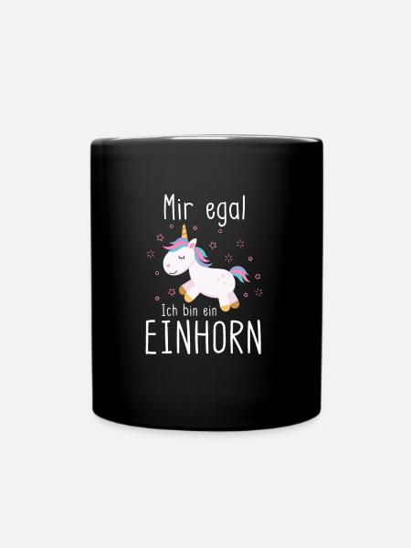 Mir Egal Einhorn Einhörner - Tasse einfarbig - Schwarz