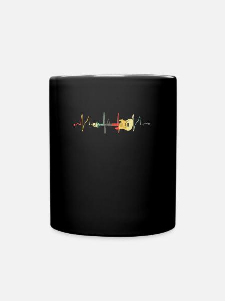 Heartbeat guitarist guitar - Full Colour Mug - black