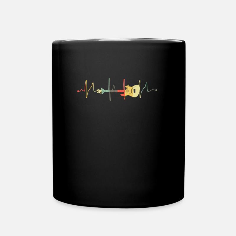 Heartbeat guitarist guitar - Full Colour Mug - black