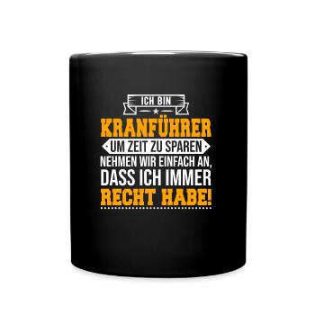 Kranführer - Tasse einfarbig - Schwarz - Vorne
