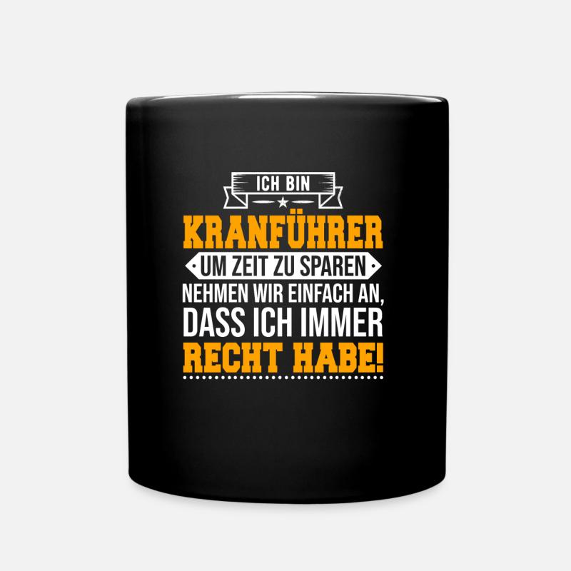 Kranführer - Tasse einfarbig - Schwarz