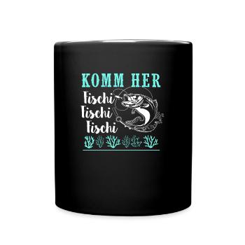 Komm Her Fischi Angeln - Tasse einfarbig - Schwarz - Vorne