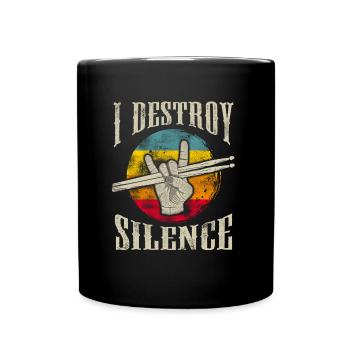 Détruire les bâtons de tambour Silence Drumer Drummer Drums - Mug uni - noir - Devant