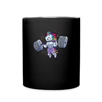 Unicorn Weightlifting Deadlift Fitness Gym Einhorn - Tasse einfarbig - Schwarz - Vorne