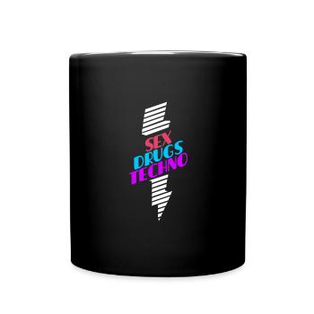sex drugs techno - Tasse einfarbig - Schwarz - Vorne