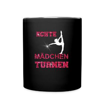ECHTE MAeDCHEN TURNEN GLITZER - Tasse einfarbig - Schwarz - Vorne