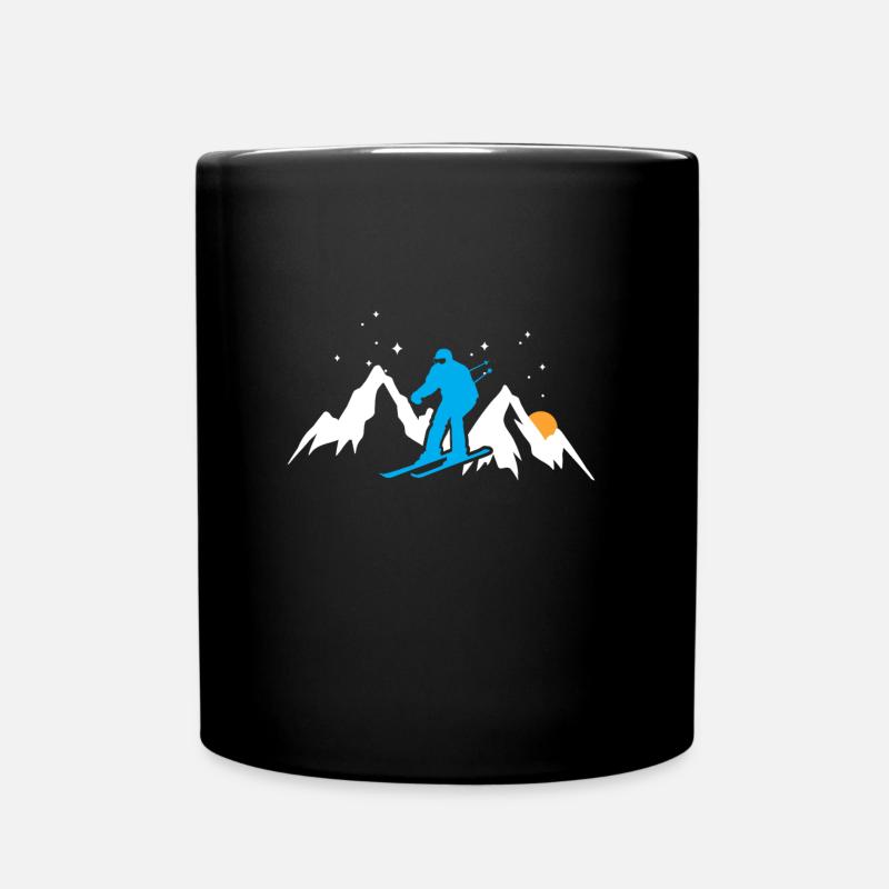 Skiing Skiing Mountains - Full Colour Mug - black