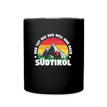 Skifahren Berge Südtirol Wandern Geschenk Alpen - Tasse einfarbig - Schwarz - Vorne