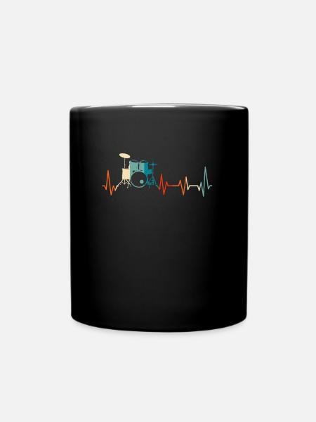 Drums drummer heartbeat - Full Colour Mug - black