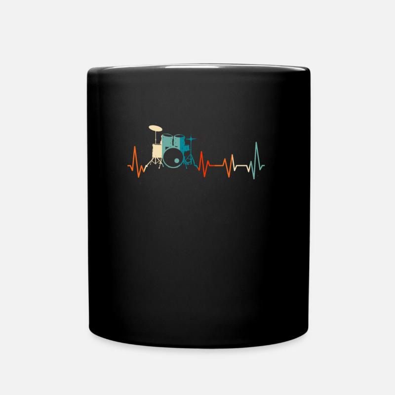 Schlagzeug Schlagzeuger Herzschlag - Tasse einfarbig - Schwarz