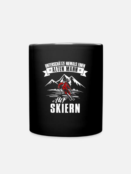 Unterschätze nie alten Mann auf Skiern - Tasse einfarbig - Schwarz