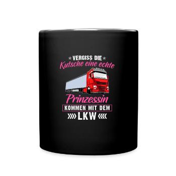 Vergiss die Kutsche Prinzessin LKW - Tasse einfarbig - Schwarz - Vorne