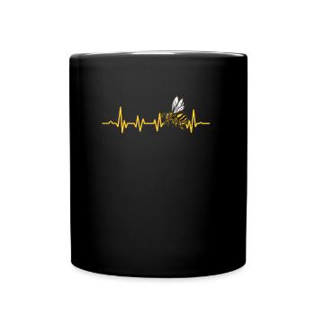 Herzschlag Biene Imker - Tasse einfarbig - Schwarz - Vorne