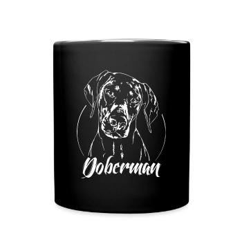 DOBERMAN Pinscher Hundeportrait Hunde Wilsigns - Tasse einfarbig - Schwarz - Vorne