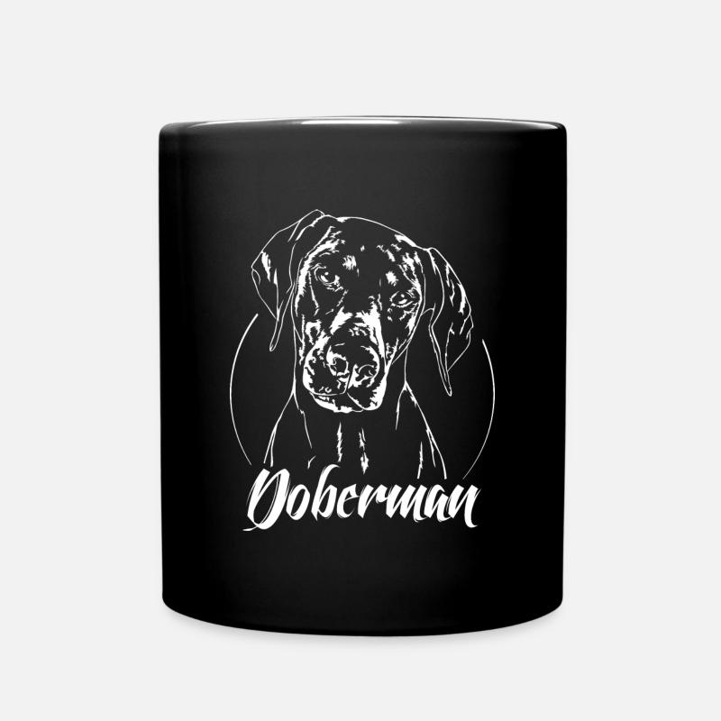 DOBERMAN Pinscher Portrait de chien Chiens Wilsigns - Mug uni - noir