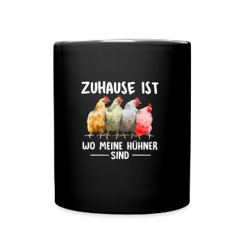 Hühner Huhn Landwirt - Tasse einfarbig - Schwarz - Vorne