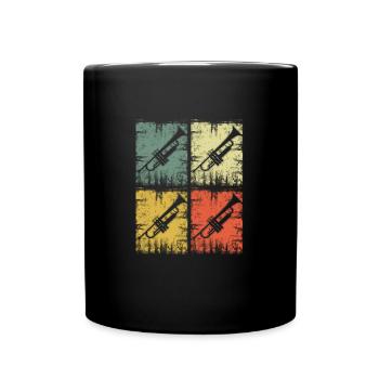 Trumpet Instrument Vintage - Full Colour Mug - black - Front