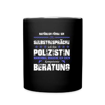 Polizistin - Tasse einfarbig - Schwarz - Vorne