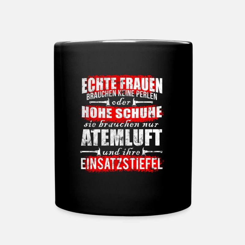 Feuerwehr Frauen - Tasse einfarbig - Schwarz
