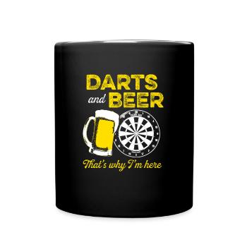 Darts Dart und Bier - Tasse einfarbig - Schwarz - Vorne