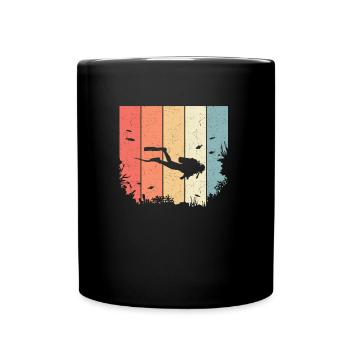 Vintage Taucher Tauchen - Tasse einfarbig - Schwarz - Vorne