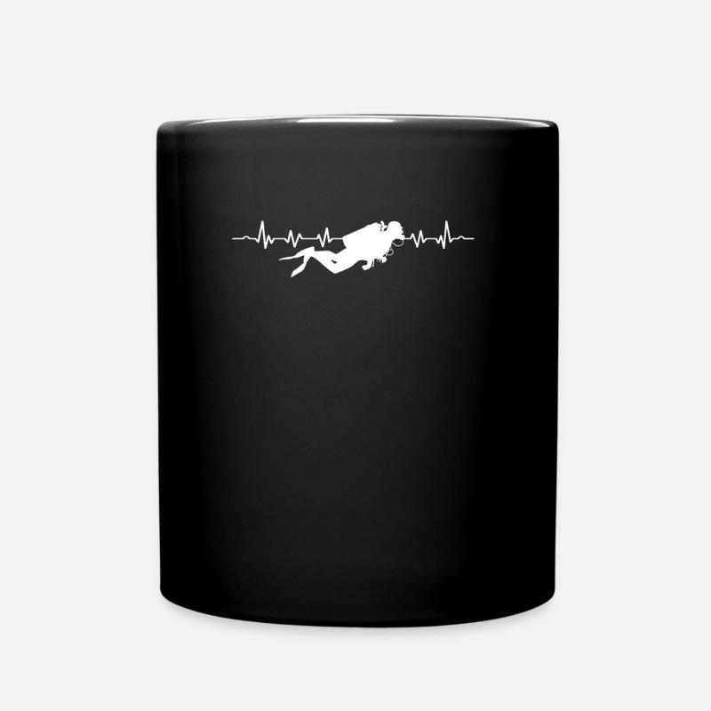 Taucher Tauchen Herzschlag - Tasse einfarbig - Schwarz