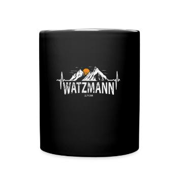 Watzmann 2713 Watzmannmassiv Bayern Herzschlag - Tasse einfarbig - Schwarz - Vorne