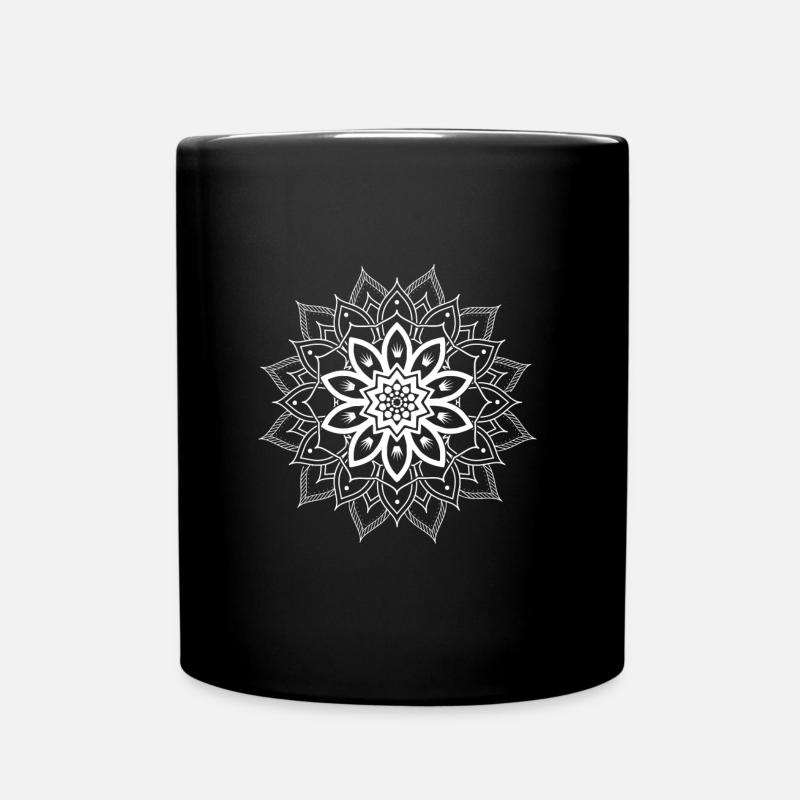 Fleurs de yoga mandala - Mug uni - noir